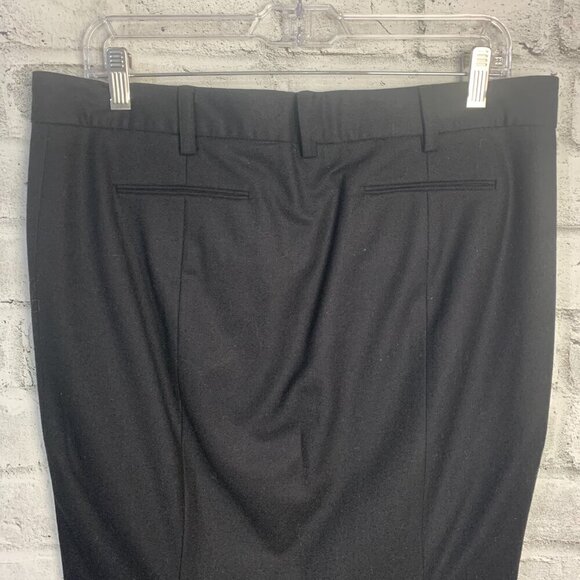 L.A.M.B. Y2K Black Wool Crisscross Waist Ruffle Stretch Wiggle Pencil Skirt - Picture 5 of 15